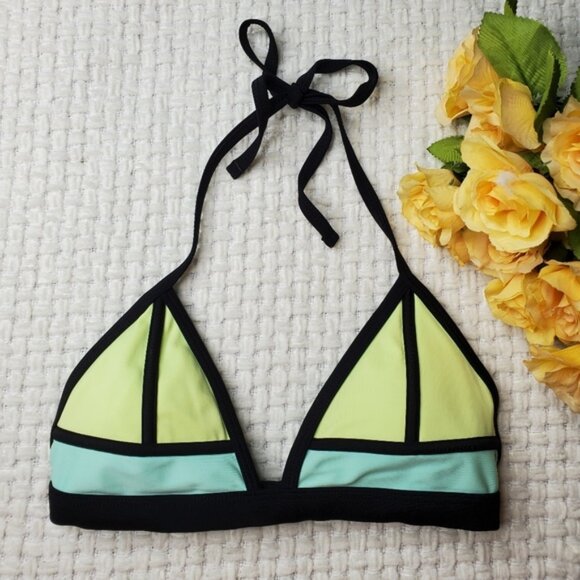 Xhilaration Colorblock Tie Bikini Top SMALL - Picture 1 of 4